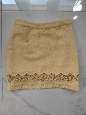 Topshop Women’s Yellow Lace-Trim Mini Skirt